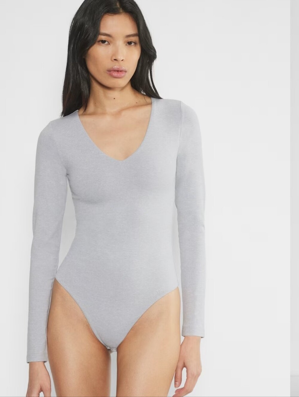Aritzia Babaton Contour V-Neck Long Sleeve Bodysuit Grey XS NWOT